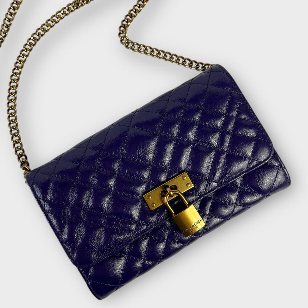 KURT GEIGER Brixton Leather Chain Wallet Purple LIKE NEW